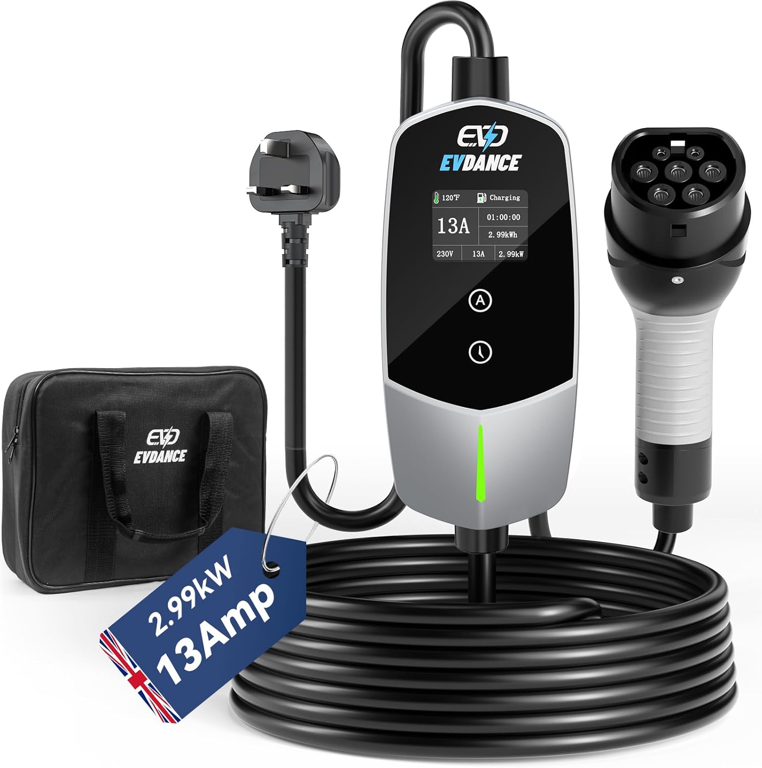 Car Accessories Uk - EVDANCE Portable EV Charger Type 2