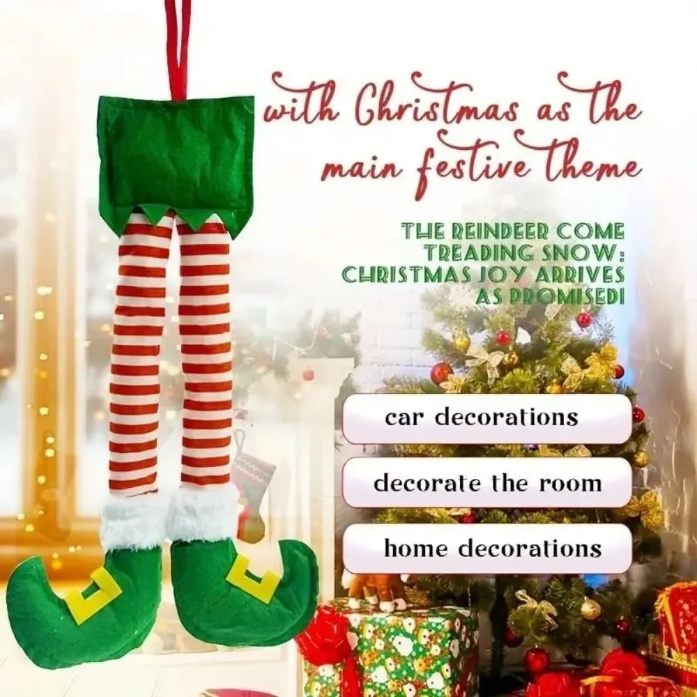 Car Accessories Xmas - Christmas Striped Elf Leg Car Decoration