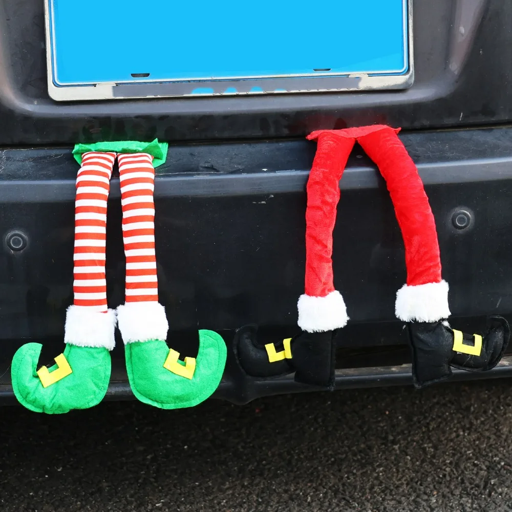 Christmas Striped Elf Leg Car  - Car Accessories Xmas ulasan dan harga