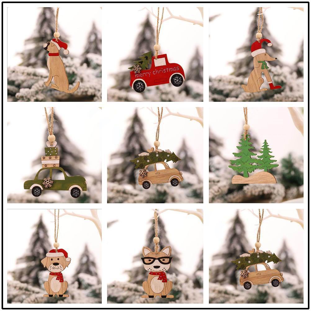 8 PCS christmas pendant  woode - Car Accessories Xmas ulasan dan harga